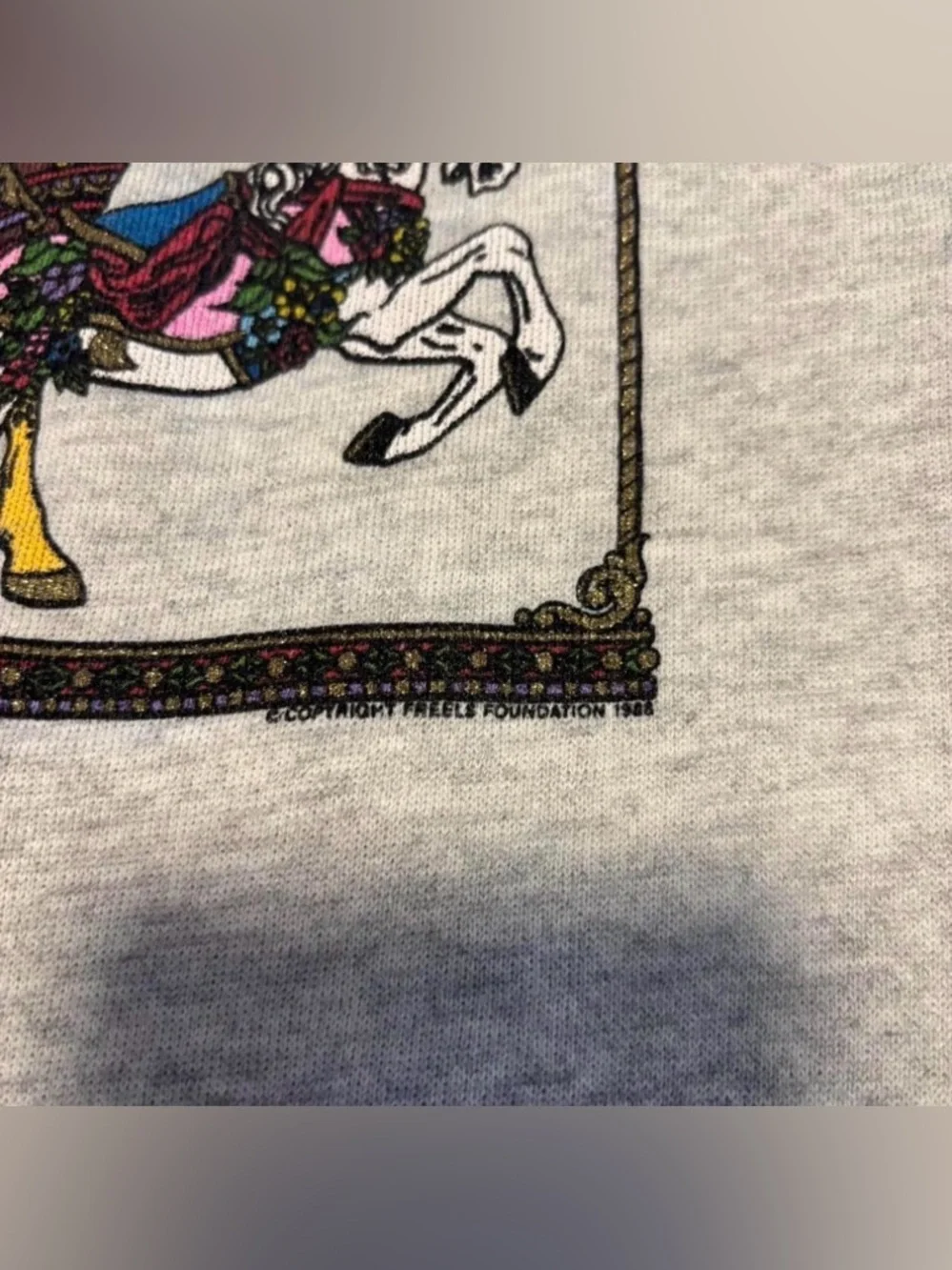 VTG 80s Carousel Animal Crewneck Sweatshirt XL Hanes Giraffe Lion Horse Circus - Picture 5 of 6